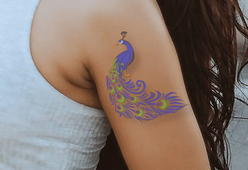 Front Shoulder Peacock Feather Tattoo