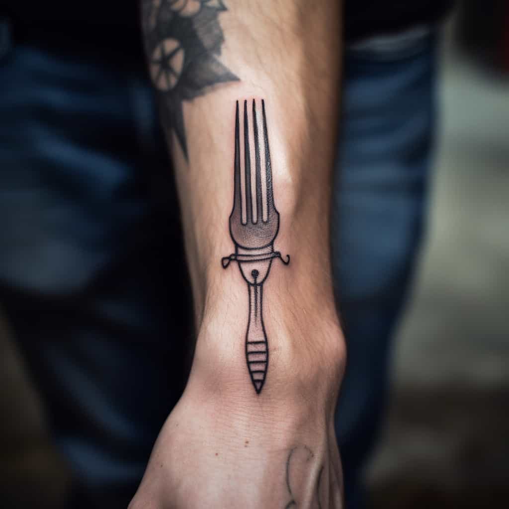 tattoo tatouage dotwork handmade handpoke knife fork couteau  fourchette fonteljuice  Tatouage Designs de tatouages Coordonnées  tatouage