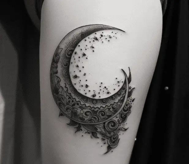 Moon Tattoo PNG Image Personality Creative Moon Black Tattoo Moon Tattoo  Line PNG Image For Free Download