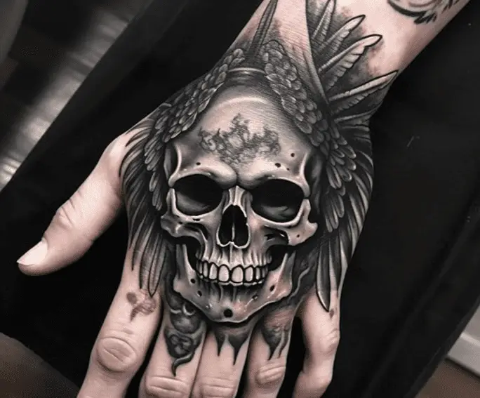 Skull with Wings Tattoo Design