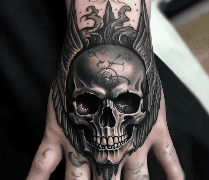 Skull with Wings Tattoo Design