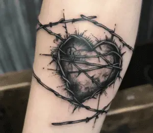 Barbed Wire Heart Tattoo Meaning & Symbolism (Emotional Pain)