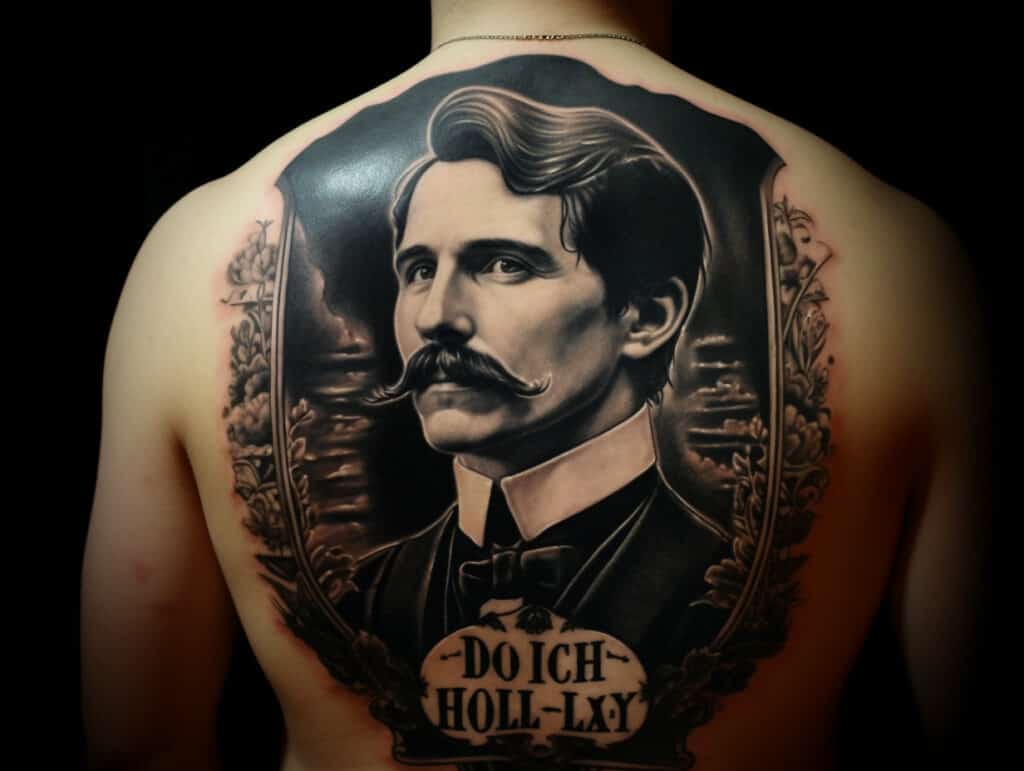 First sesh for my Doc Holliday portrait done Inked by Jillian at Golden  Iron Tattoo Studio in Toronto Ontario  rtattoos
