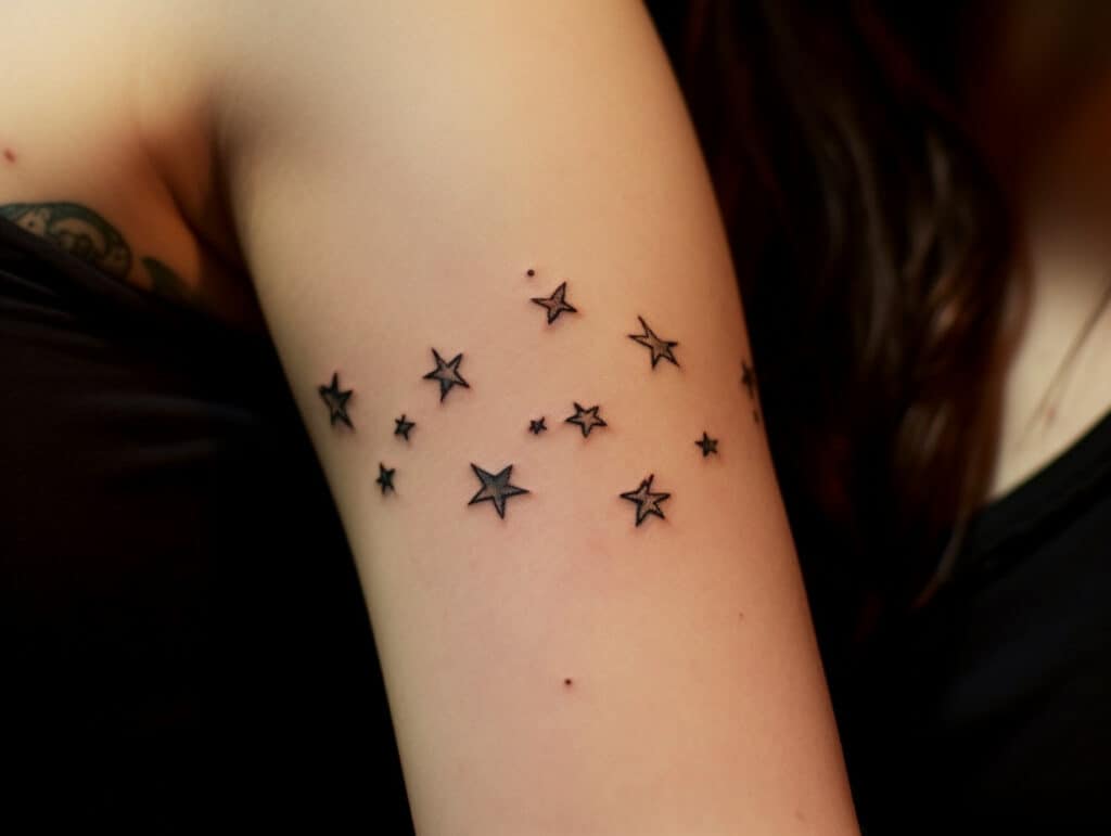 three star and a sun  Colour  Worldwide Tattoo Canada
