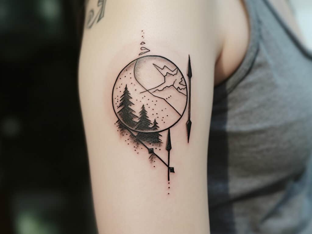 Moon and Arrow Tattoo
