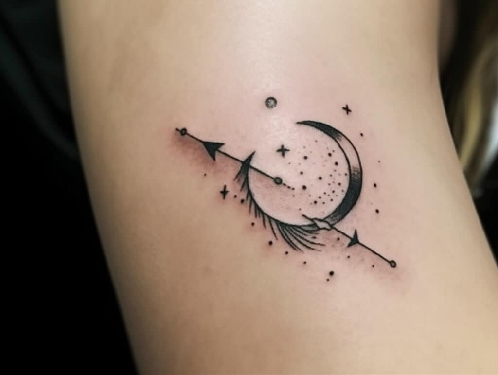 Moon and Arrow Tattoo