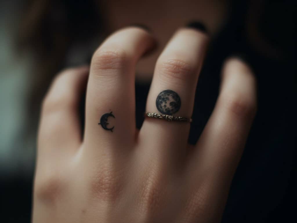 Moon on Finger Tattoo