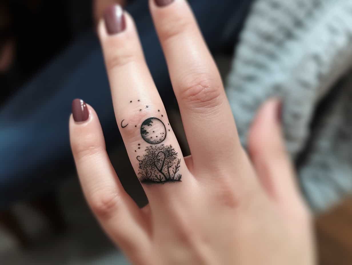 Moon on Finger Tattoo Meaning & Symbolism (Balance)