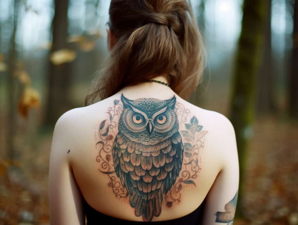Realistic Owl Shoulder Tattoo