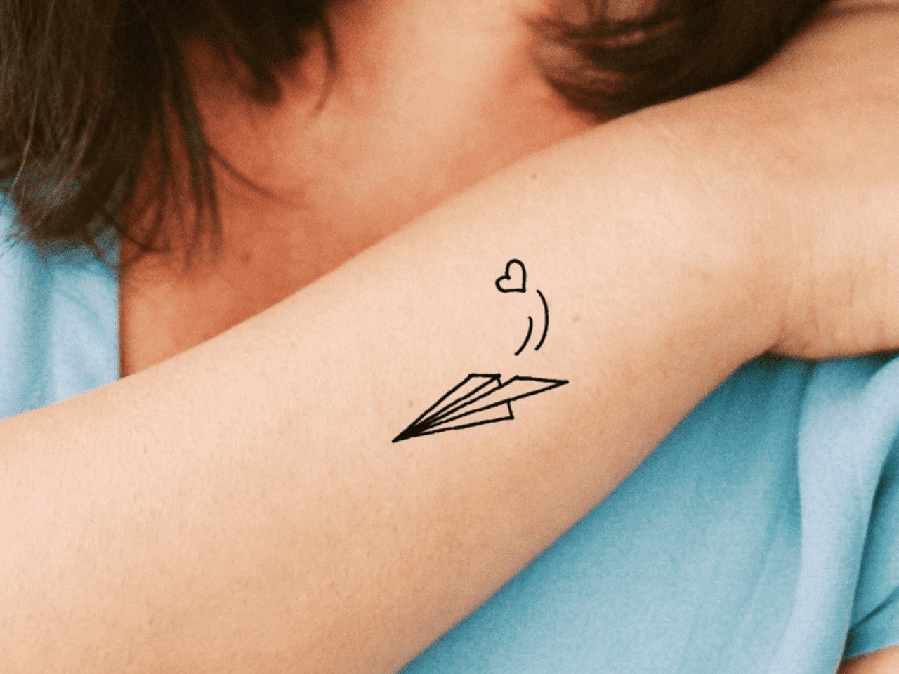 Blue Airplane Tattoo Idea