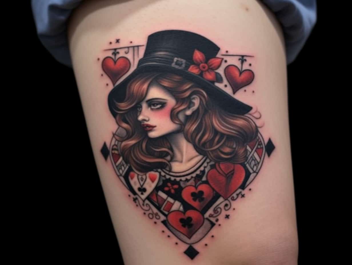 Queen of Hearts Tattoo Meaning Symbolism and Designs