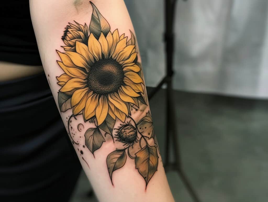 Color sunflower piece I did a bit ago  Park Ave Tattoo  Facebook