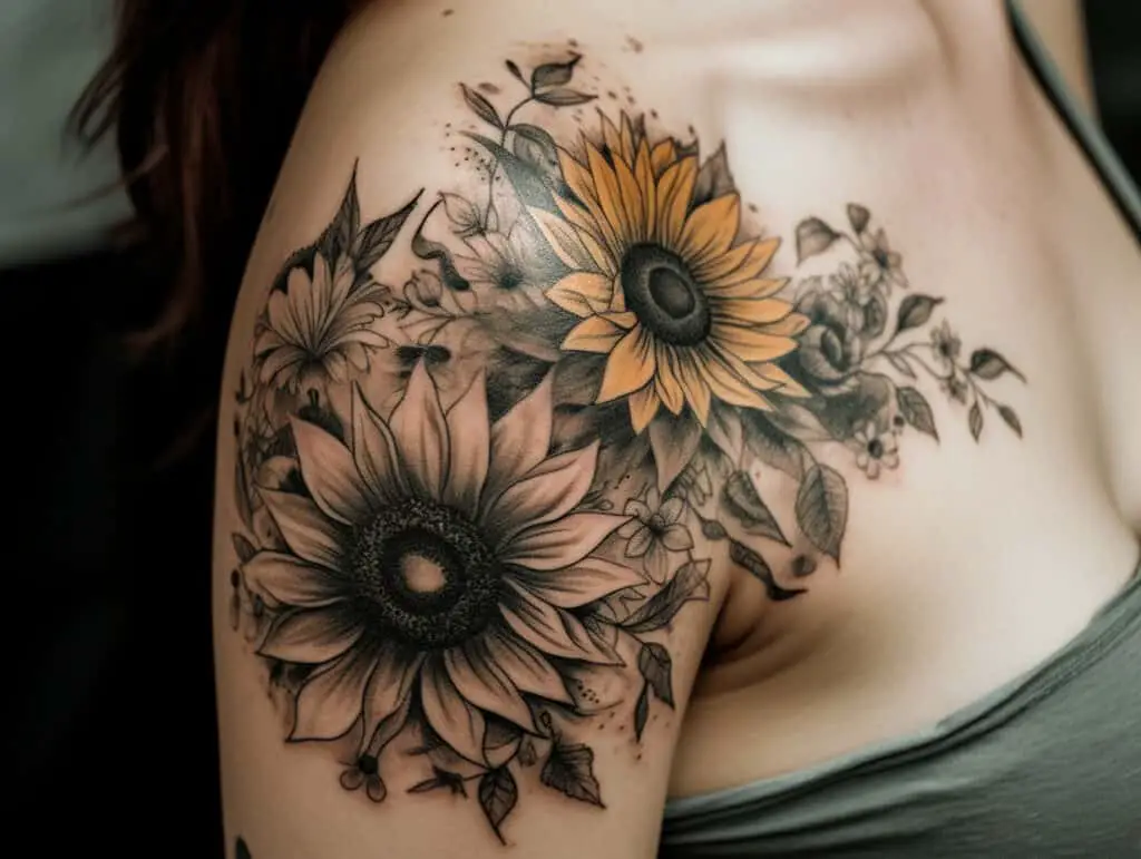 Sunflower Tattoo on shoulder