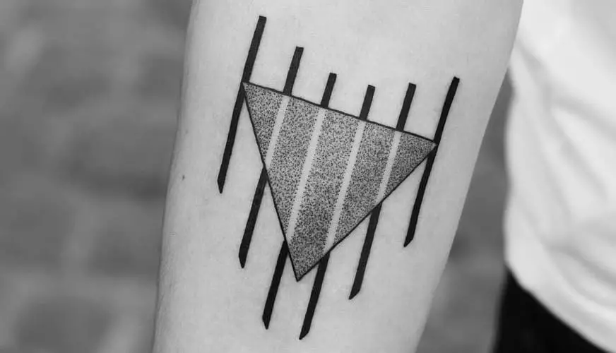 Triangle with Line Tattoo