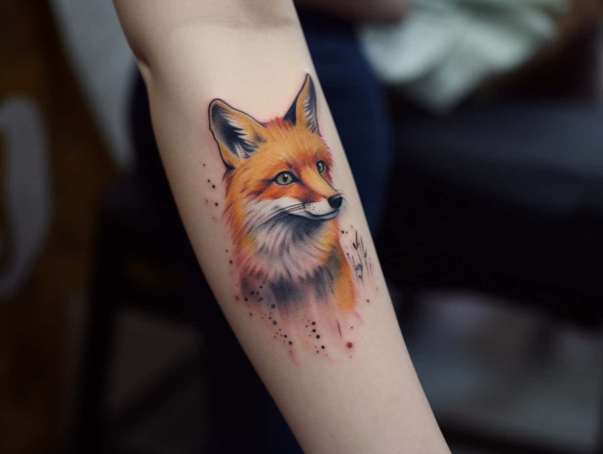 Wonderful Fox Tattoo On Left Forearm