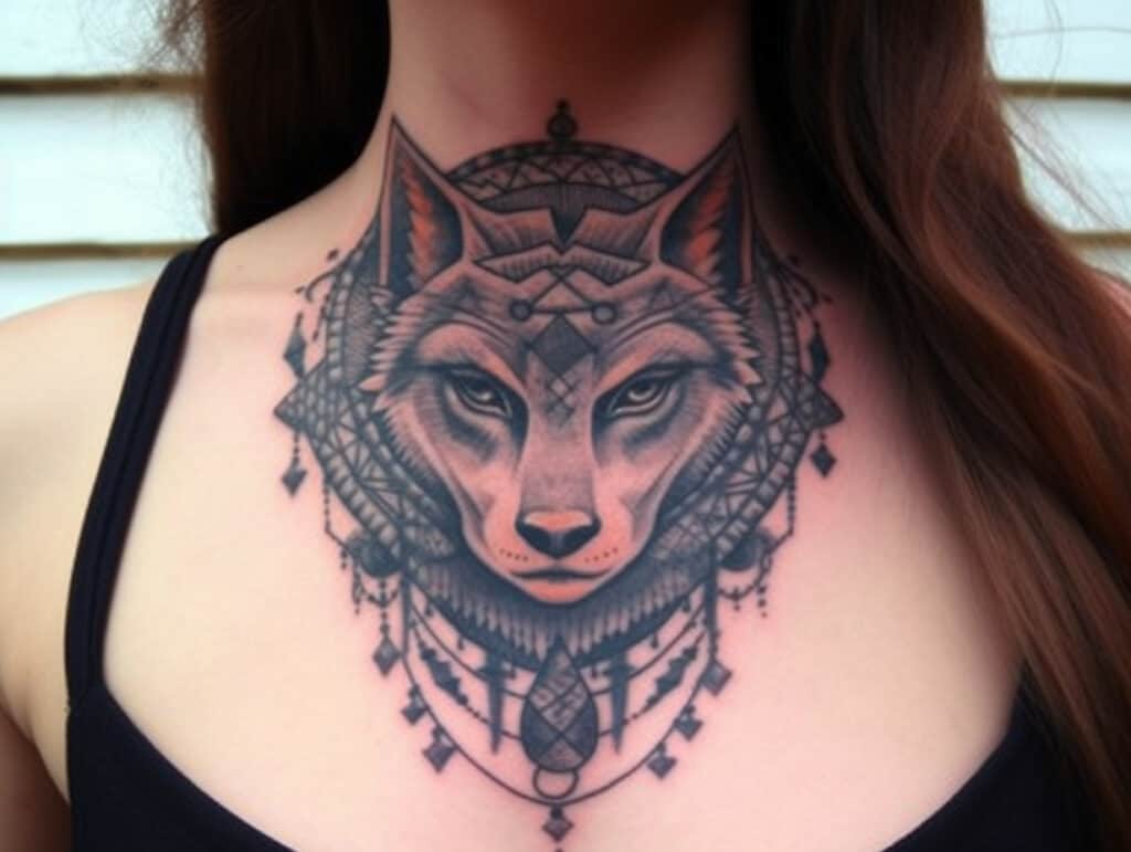 female wolf tattoo