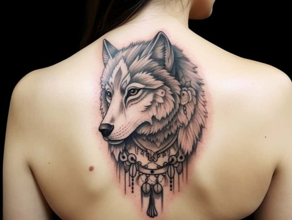 female wolf tattoo