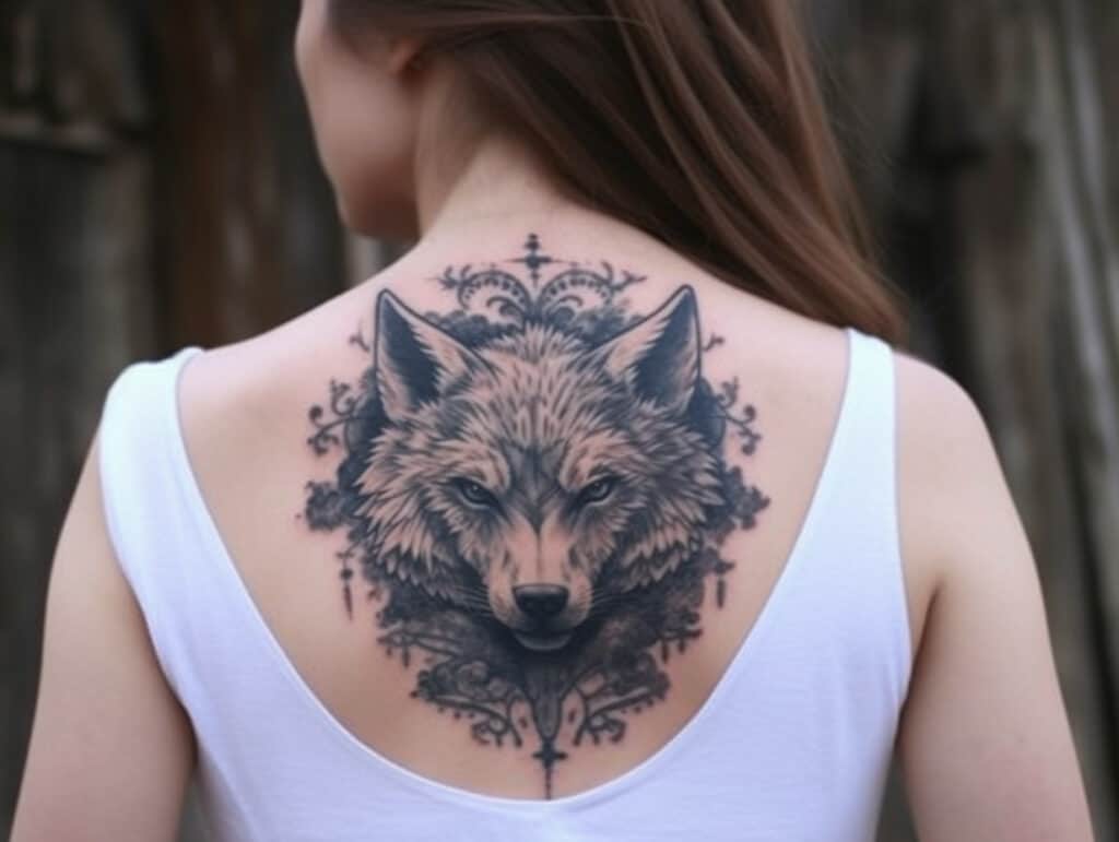 female wolf tattoo