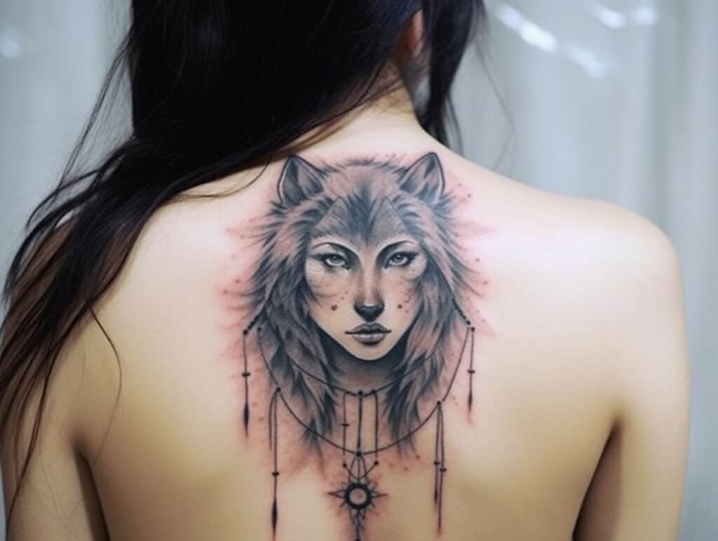 female wolf tattoo