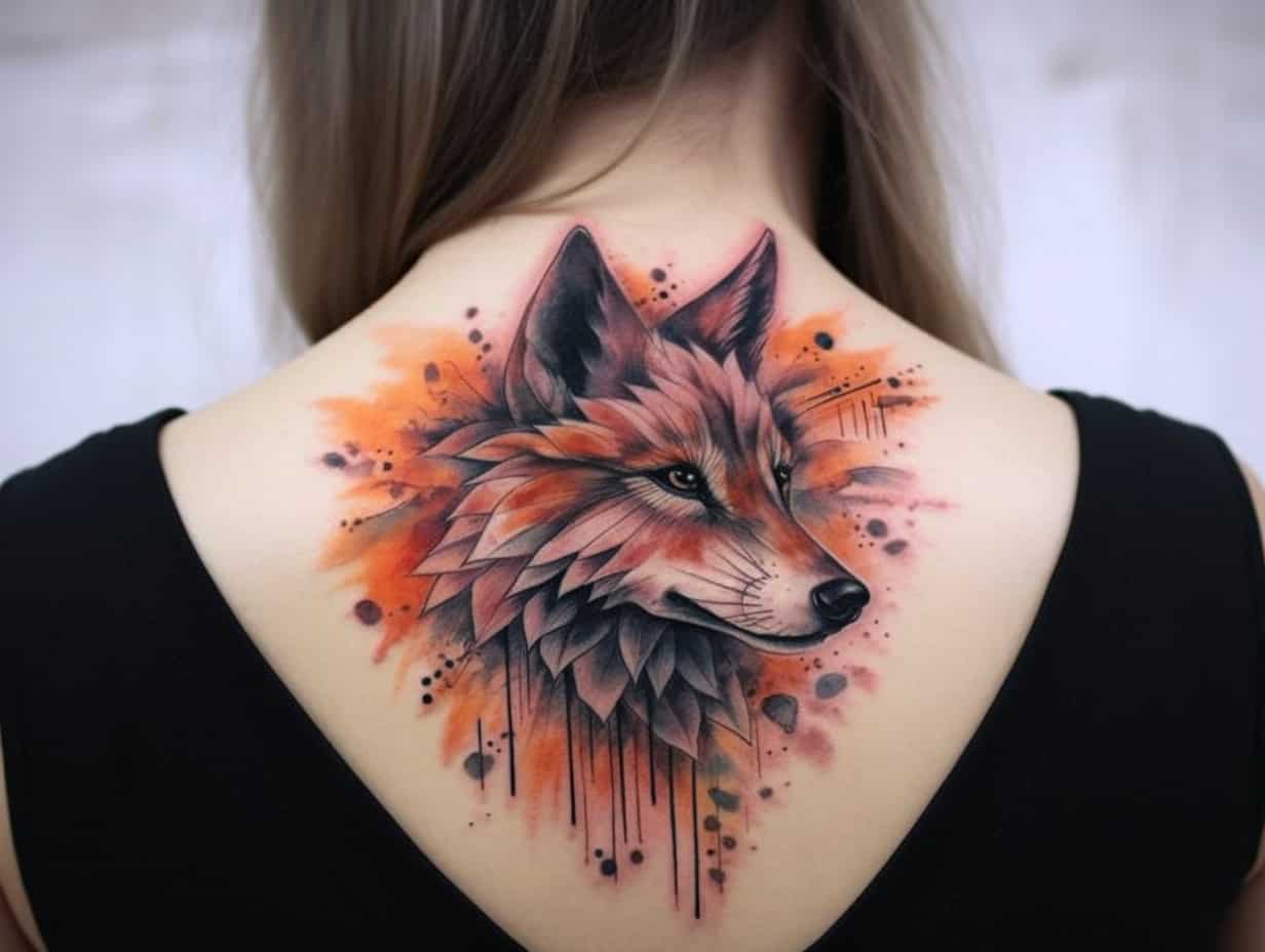 female wolf tattoo