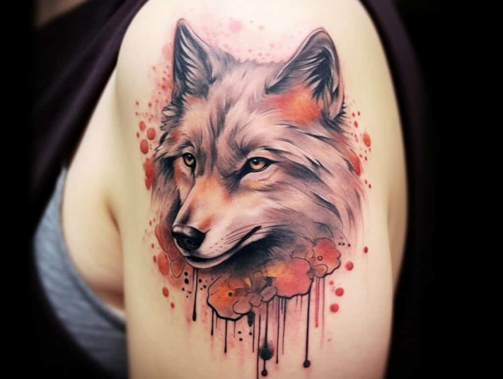 female wolf tattoo