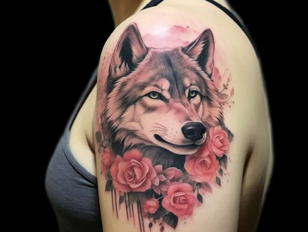 female wolf tattoo