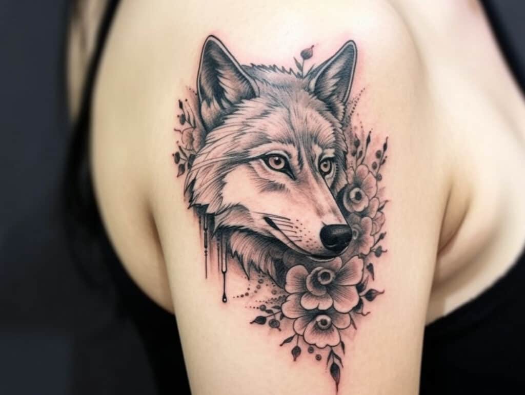 female wolf tattoo