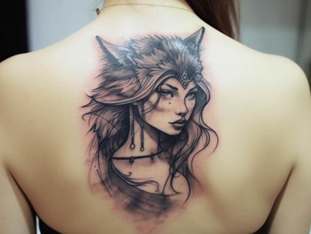 female wolf tattoo