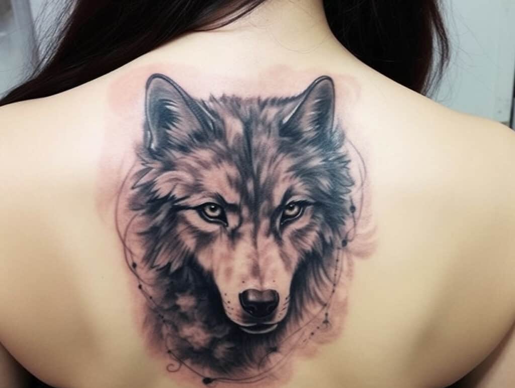 female wolf tattoo