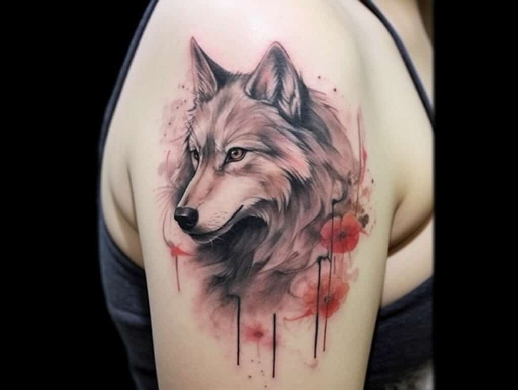 female wolf tattoo