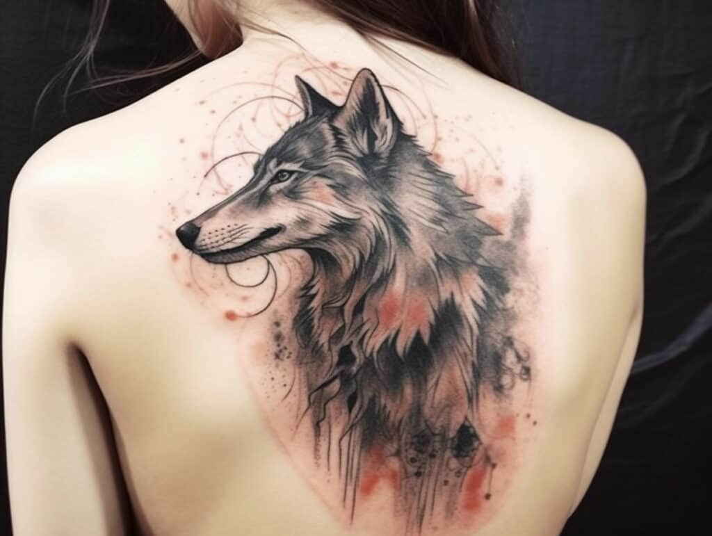 female wolf tattoo