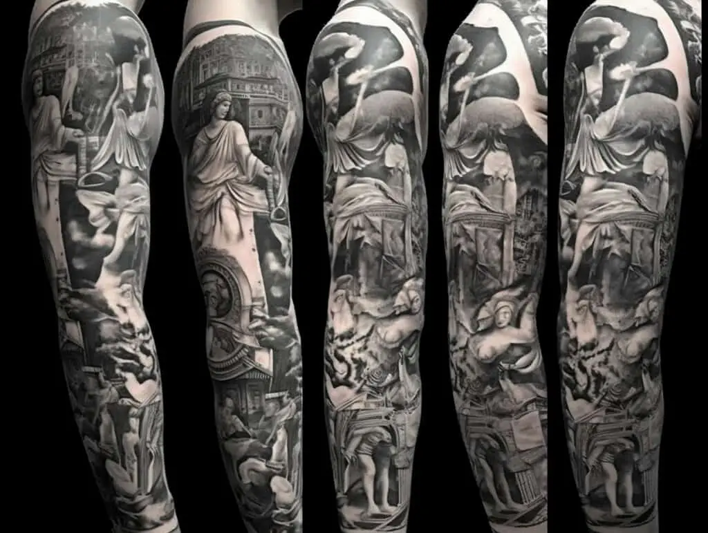 roman sleeve tattoo