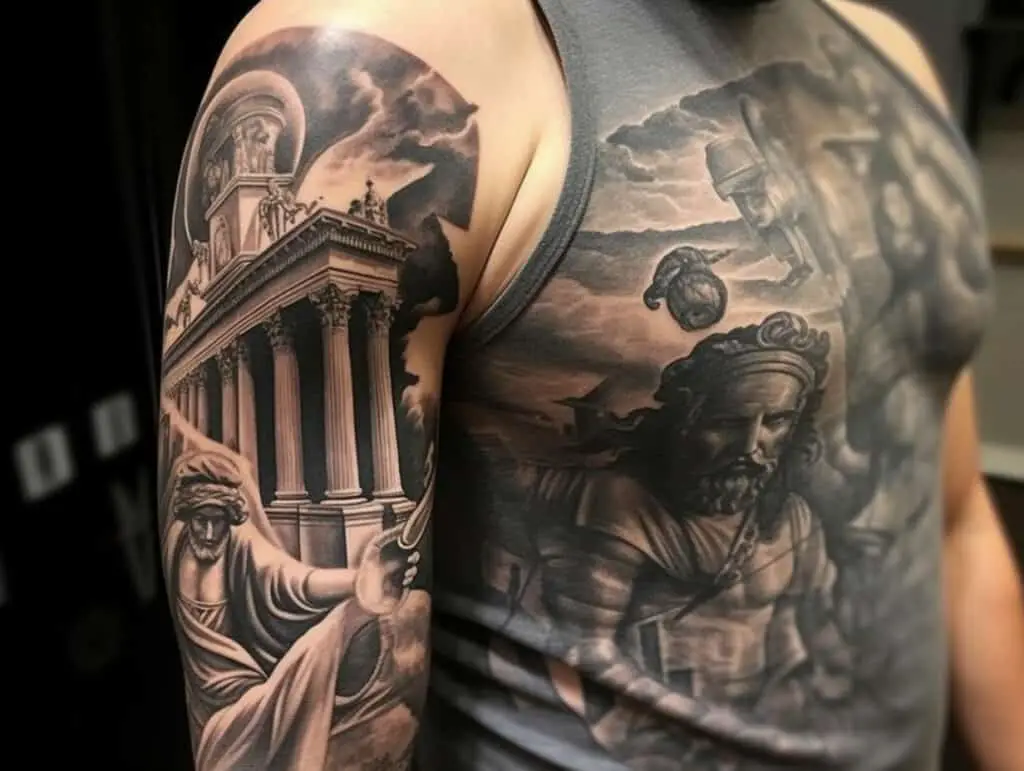 roman sleeve tattoo