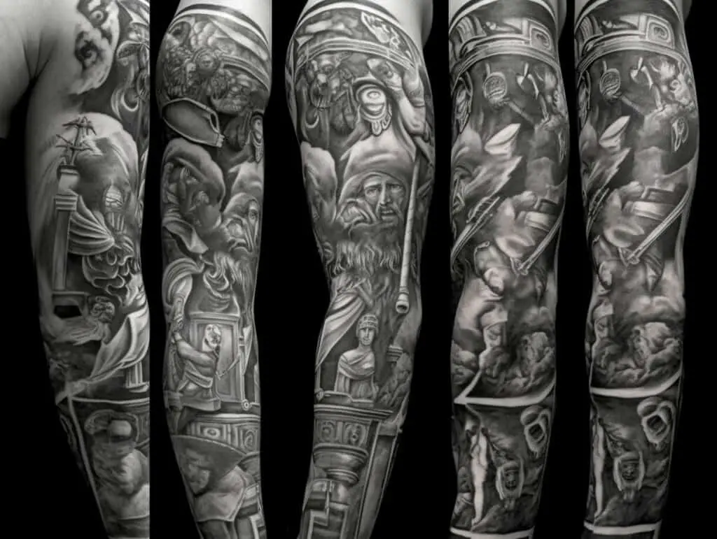 roman sleeve tattoo