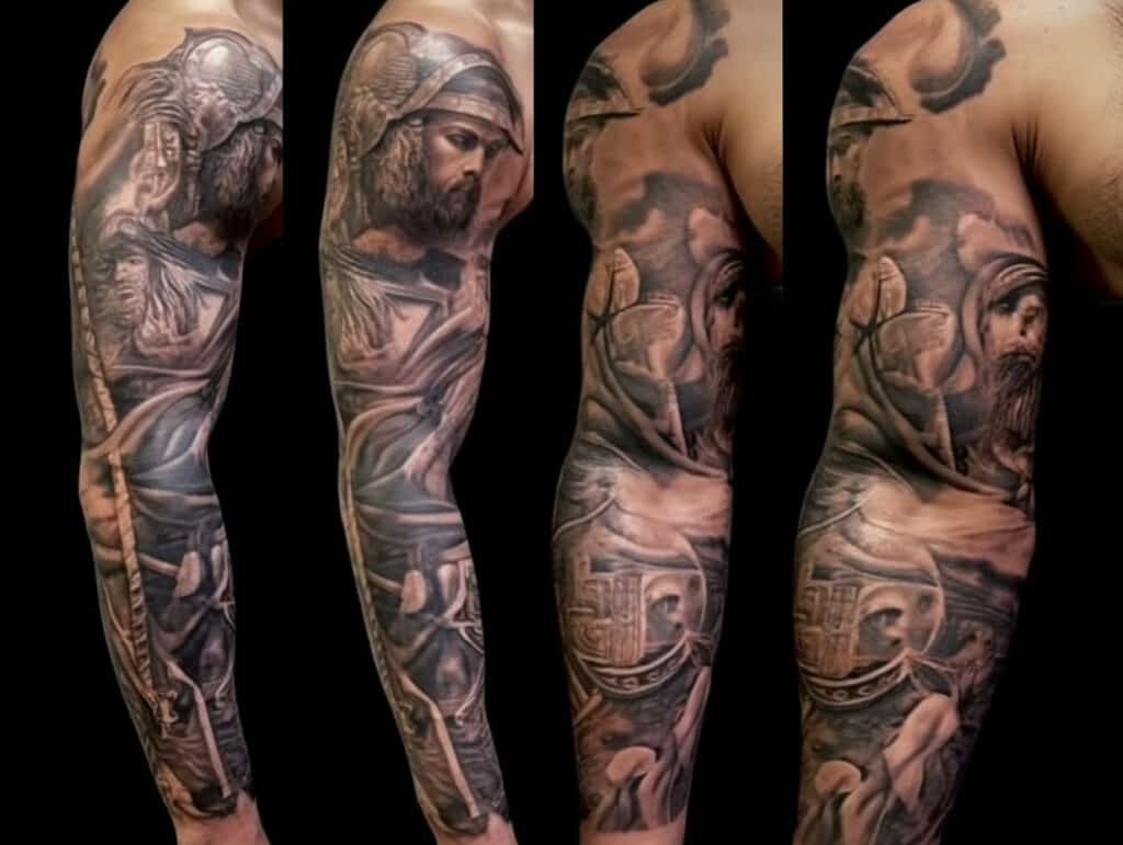 roman sleeve tattoo