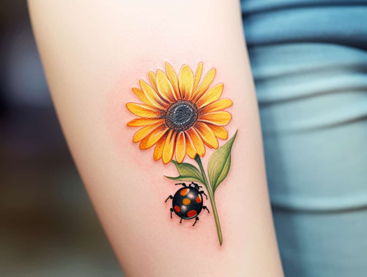 Ladybug with Flower Tattoo Ideas: A Symbol of Beauty and Luck