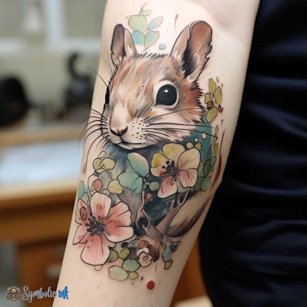 Squirrel Tattoo Flowers