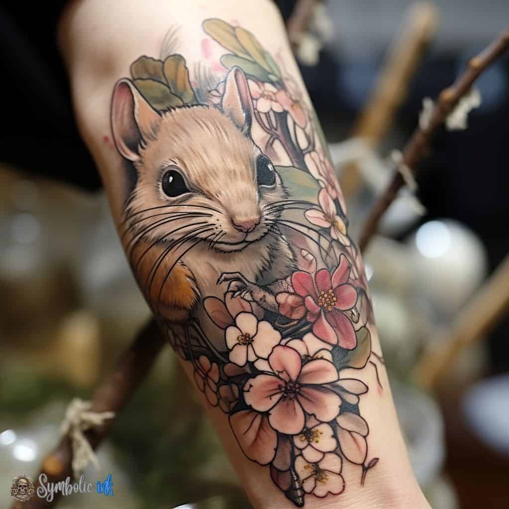 Flower Squirrel Tattoo