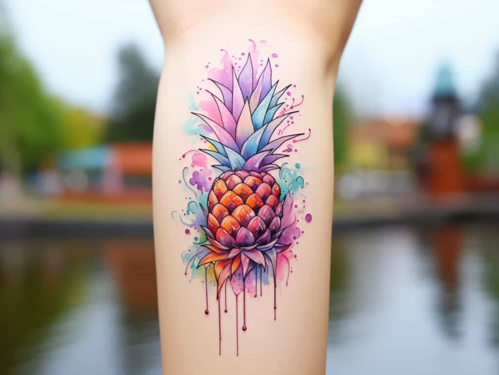 Watercolor Pineapple Tattoo