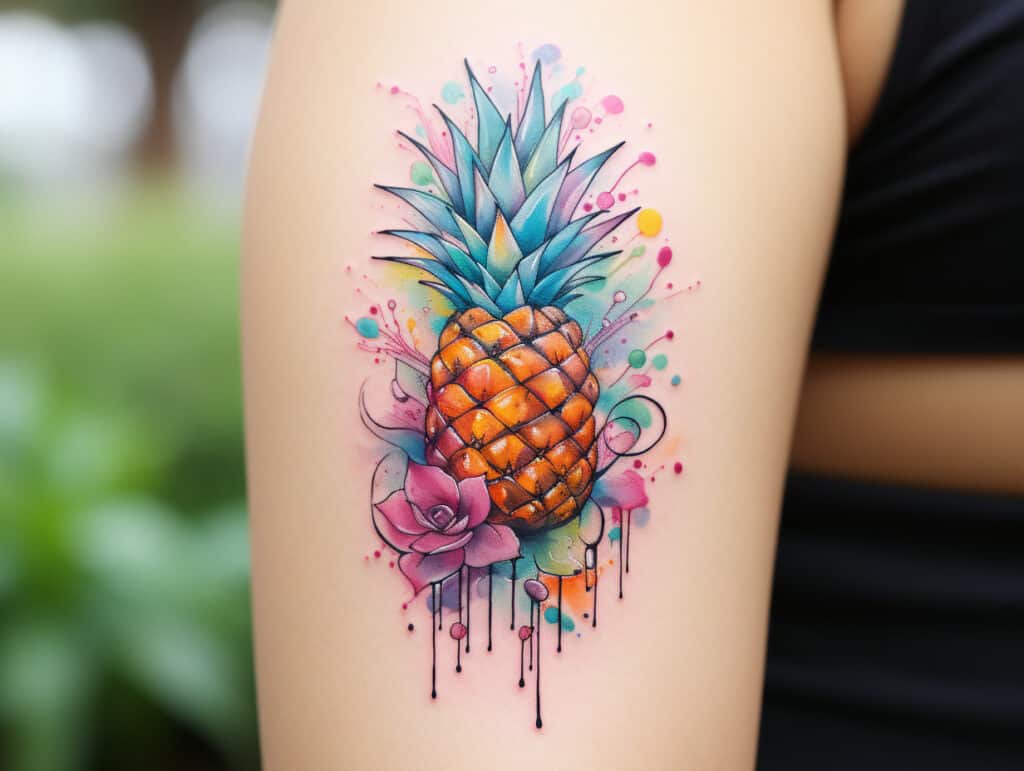 Watercolor Pineapple Tattoo