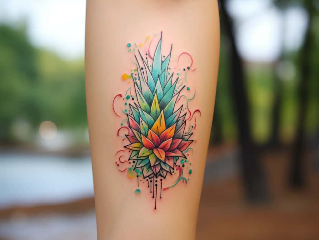 Watercolor Pineapple Tattoo