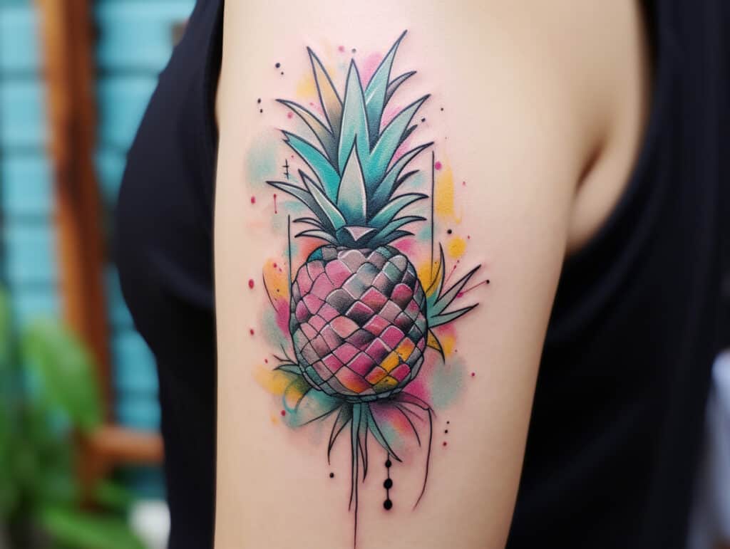 Watercolor Pineapple Tattoo