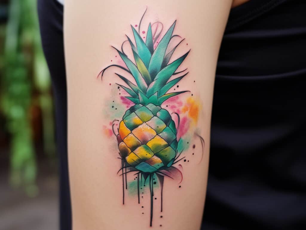 Watercolor Pineapple Tattoo