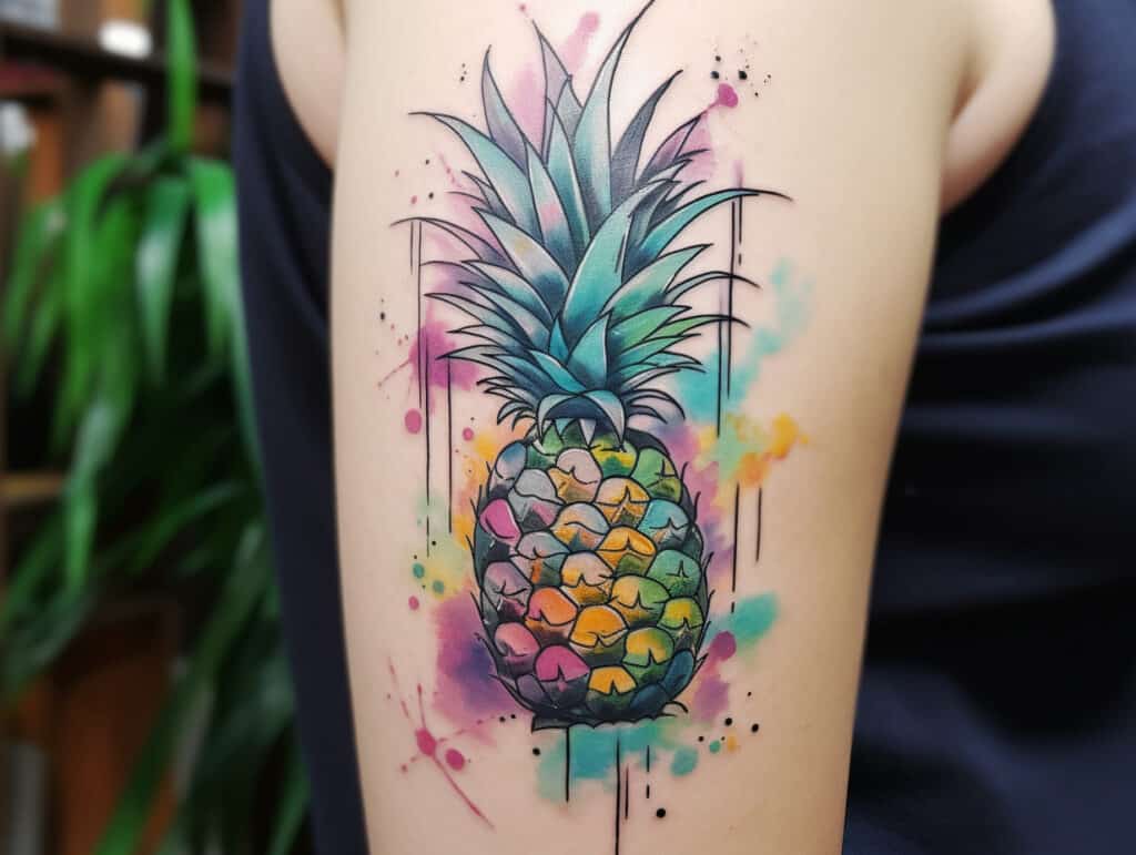 Watercolor Pineapple Tattoo