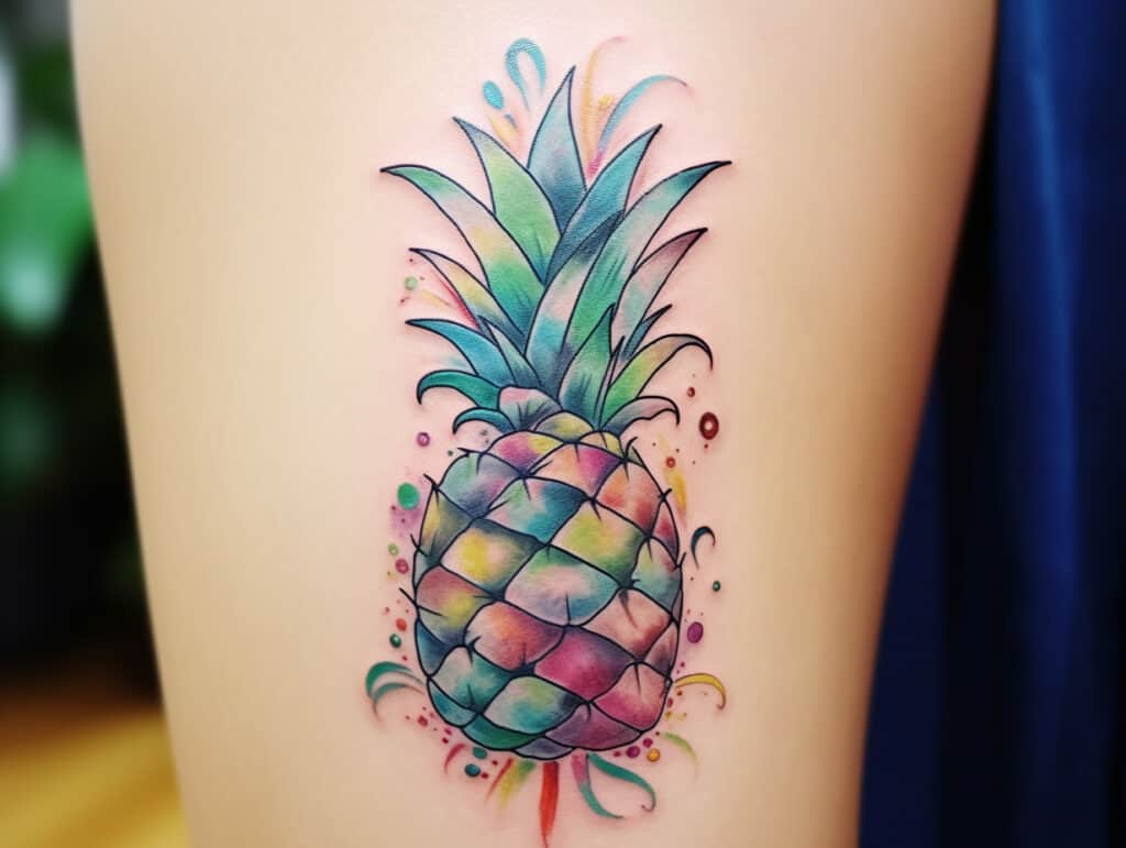 Watercolor Pineapple Tattoo