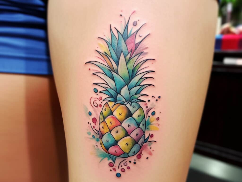 Watercolor Pineapple Tattoo