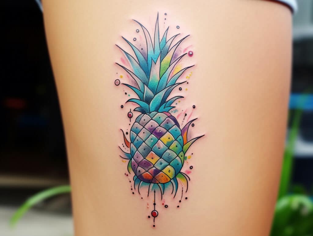 Watercolor Pineapple Tattoo