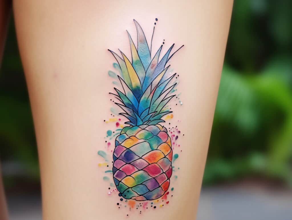 Watercolor Pineapple Tattoo