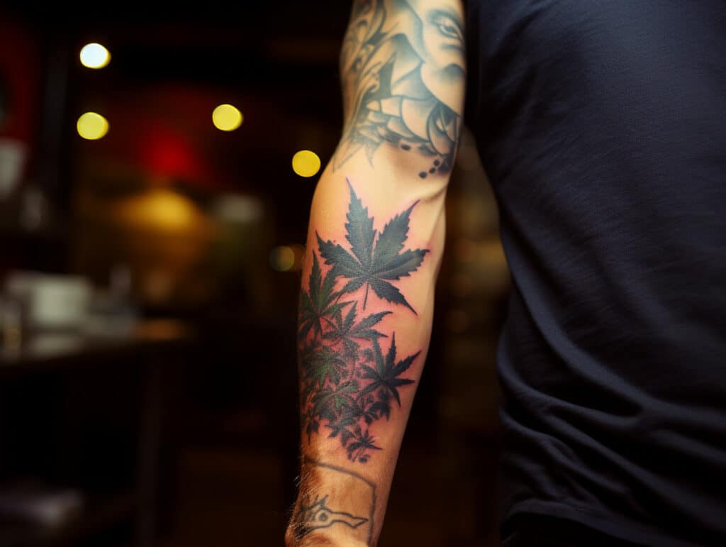 sleeve weed tattoo design