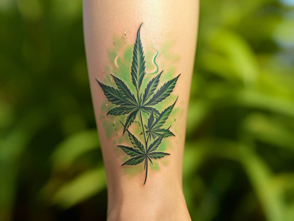 green weed tattoo design